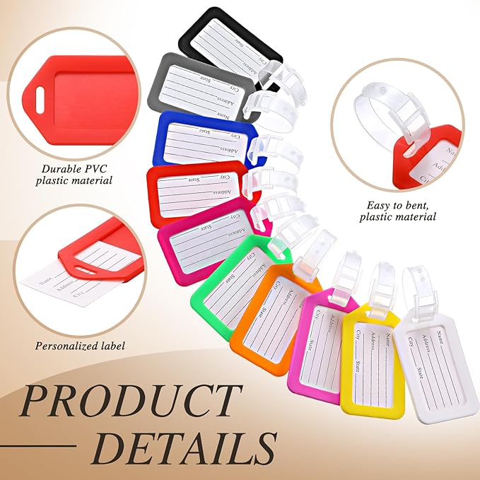 Kigeli 200 Pcs Luggage Tags Bulk, Suitcases Backpack Baggage Name Tags with ID Card for Travel Wedding Back to School