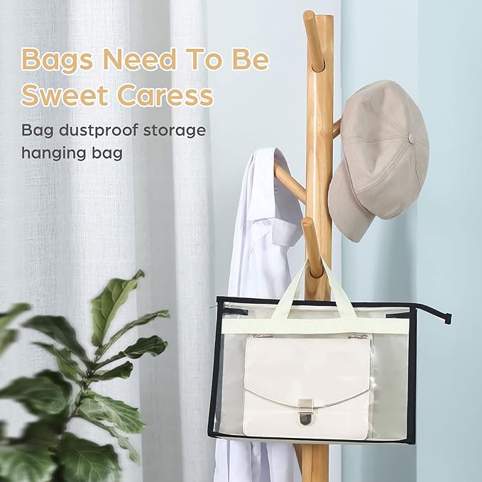 Interesse 9 Pack Dust Bags for Handbags, Clear Handbag Storage, Purse Storage Organizer for Closet, Purse Cover Hanging Close