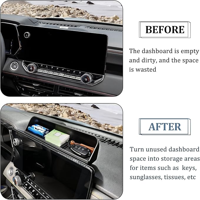 JDMCAR Dashboard Storage Tray Compatible with 2023–2026 Chevy Colorado & GMC Canyon, Behind Screen Dash Organizer Insert, ABS Sunglasses Holder with Non-Slip Liner, Easy Install Interior Accessory