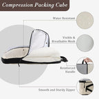 U+U 10 Set Compression Packing Cubes - Ultralight Cream Travel Organizers with Laundry Bag, Space-Saving Suitcase Organizer, 