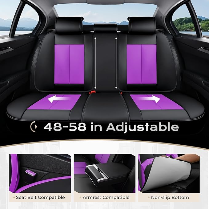 Coverado Car Seat Covers Full Set, Waterproof Nappa Leather Seat Covers for Car, Car Seat Protector with Lumbar Support, Auto