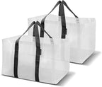 CleverMade Frakta Basket Reusable Grocery Tote - 76L - Pack of 2 - Transparent - Collapsible Storage Shopping Organizer - Hea
