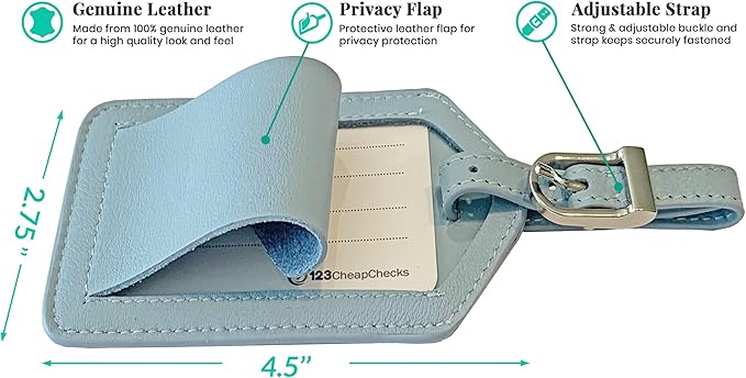Personalized Monogrammed Leather Luggage Tags - 2 Pack
