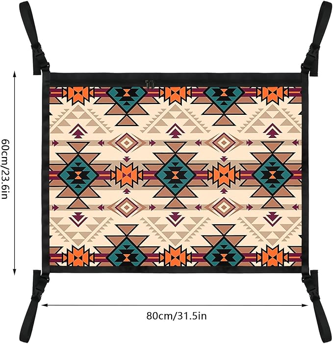 Aztec-Style Car Storage Mesh Organizer Ceiling Cargo Net Double-Layer Adjustable Zipper Truck SUVs Travel Road Trip Essentials etc. Interior Organizer