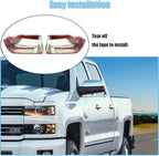 AUCERAMIC Chrome Top Half Mirror Cover Caps Fit for 2014-2018 Chevy Silverado 1500 2500HD 3500HD GMC Sierra 1500 2500HD 3500HD