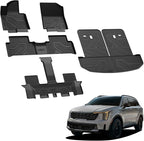 LASFIT Floor Mats & Backrest Mats & Cargo Mat for Kia Sorento Hybrid PHEV 2026 2025 2024 2023 2022 2021 (Not Fit Gasoline), All Weather TPE Custom Fit Floor Liners Car Mats Accessoires, Black