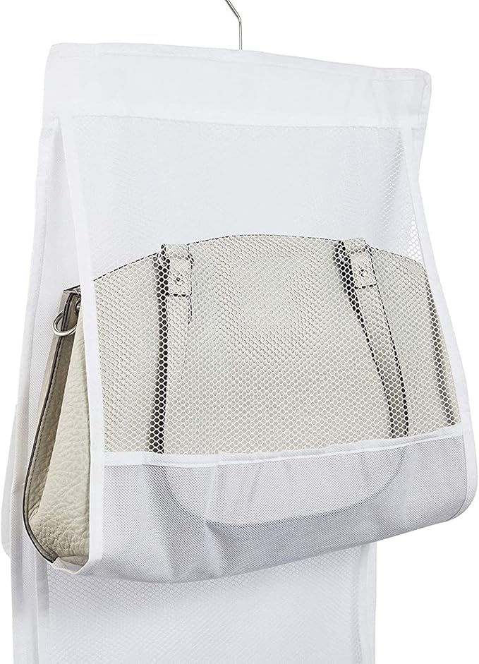 Okuna Outpost 8-Pocket Fabric Mesh Hanging Purse Organizer - 2-Pack, White, 48 x 13.8 in - Hanging Closet Organizer & Purse R