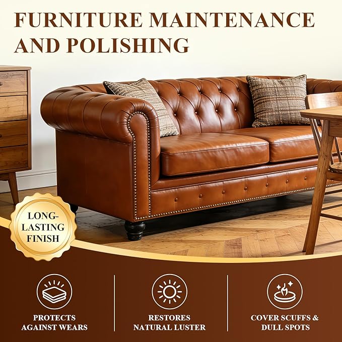 3-in-1 Furniture Salve for Leather 4oz,Polisher, Moisturizer,and Restorer for Couches and Furniture, Beewax Conditioner for L