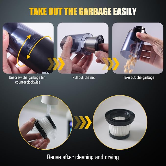12000 Pa 4-in-1 Cordless Car Vacuum Cleaner Handheld Air Duster Pump & Blower with Brushless Motor | Portable Mini Vacuum for
