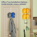 SWTYMIKI Over Door Hat Organizer - 2 Packs Metal Wall Mounted Hat Rack with 5-Tier Dual Hooks Design, Hanging Baseball Cap Or