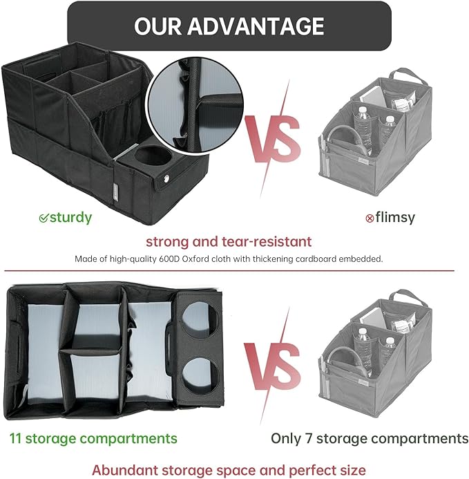 MULISOFT Car Seat Organizer- Backseat Car Organizer with 11 Storages Compartments and 2 Cup Holders, Organizers and Storage,