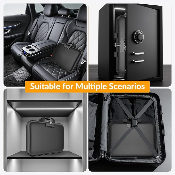 onvvippiv Hard Case Fireproof Document Box, Important File Organizer with Lock Waterproof Zipper, Portable Home Office Travel