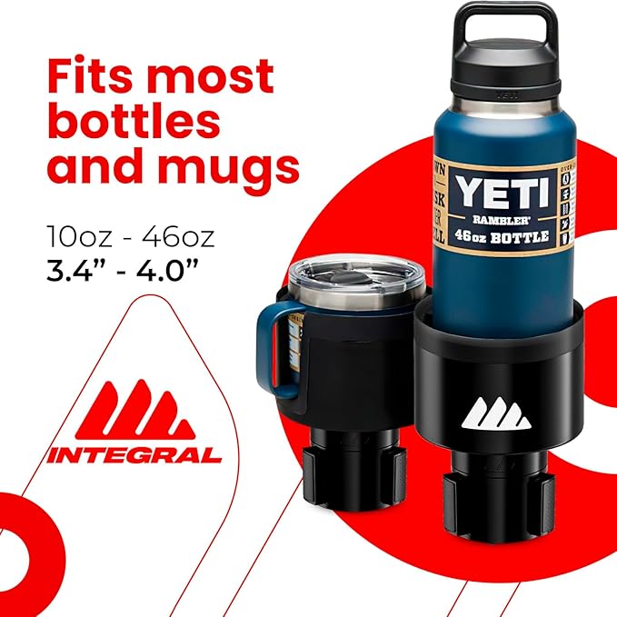 Integral Ultimate Expander Car Cup Holder - Adjustable Base - Expander & Organizer for Vehicles - Compatible with Coffee Mug,