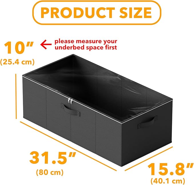 SpaceAid 4 Pack 10" High Under Bed Storage Containers, Large Underbed Storage Organizer Bins with Lids for Bedroom, Dorm, Clo