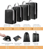 WOOMADA Compression Packing Cubes for Suitcases Travel Essentials 8 Set Expandable Travel Bags Organizer for Luggage(black)