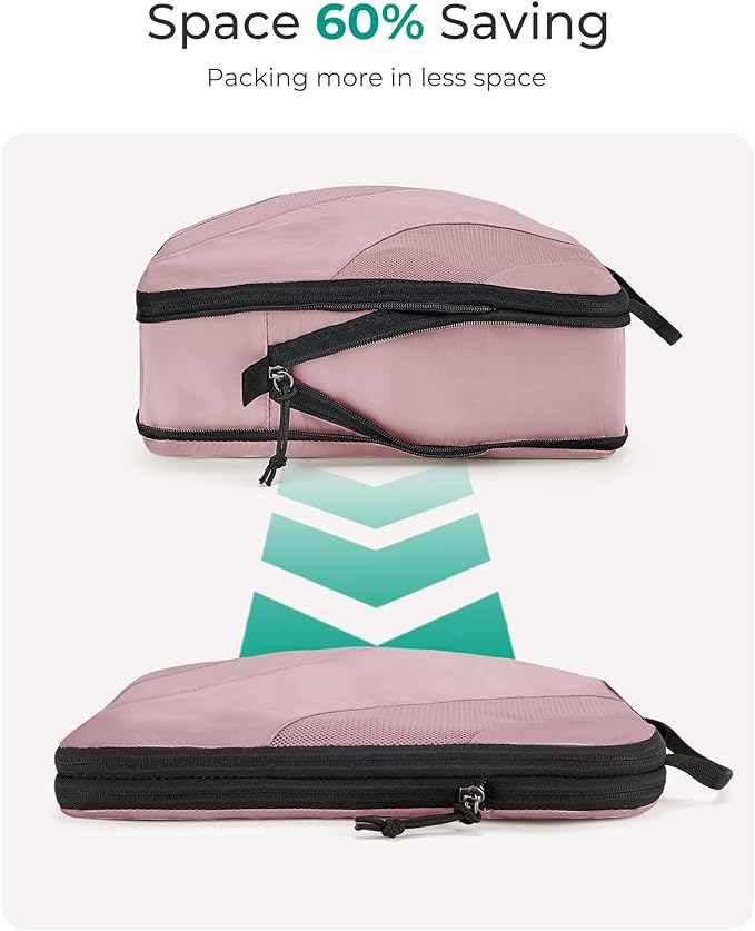 BAGSMART Compression Packing Cubes, 6 Set/4 Set/2 Set Travel Packing Cubes for Carry on Suitcases, Compression Suitcase Organ