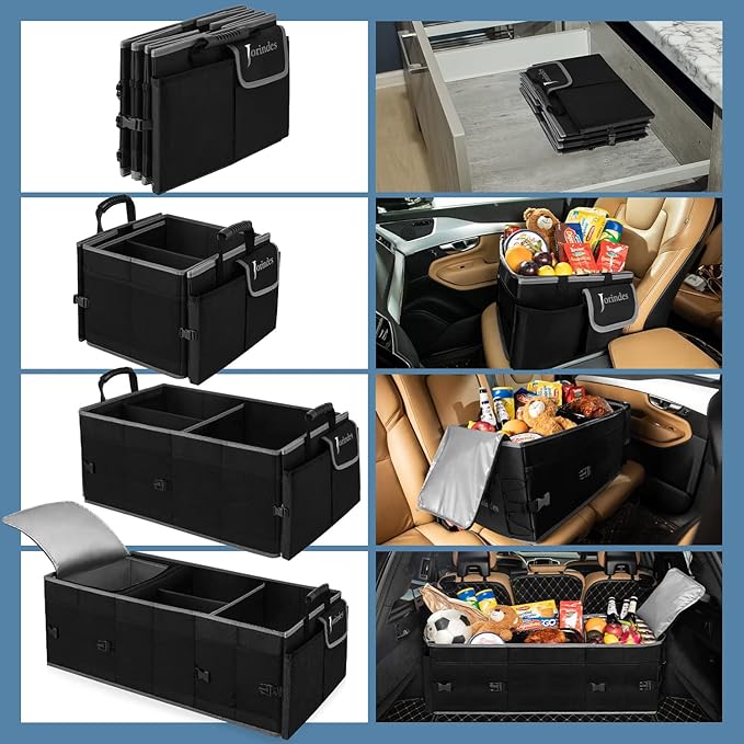 Trunk Organizer With Built-In Insulated Leak Proof Cooler Bag,Collapsible Cargo Organizer For Suv With Non Slip Bottom