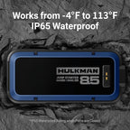 Hulkman Alpha85,Cobalt Blue,2000A 74Wh Smart Jump Starter, 12V Portable Car Battery Booster with 3.3" Display, USB-C Power Pack, 5-Mode Flashlight, Jumper Cables for up to 8.5L Gas/6.0L Diesel