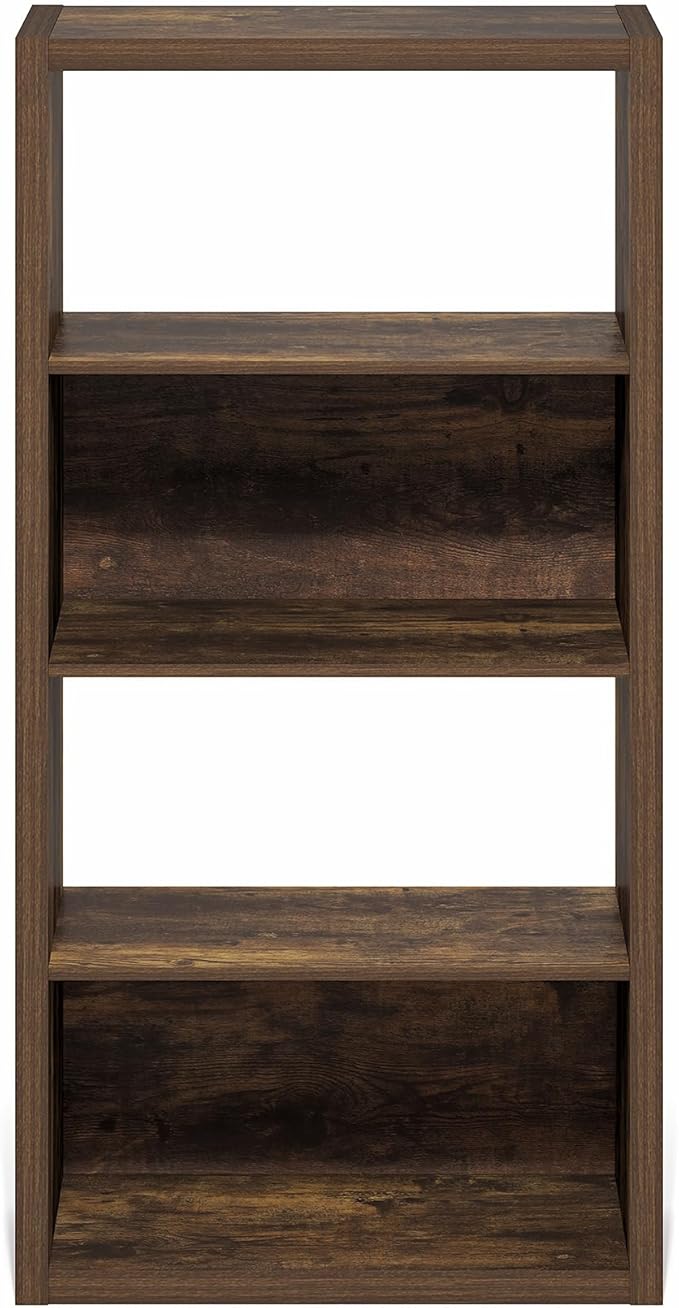 Furinno Viola Book Shelf, 4-Tier Bookshelf, Extra Thick Frame Bookcase with Open Shelf, Open Back Design, 11.3" x 23.2" x 45.