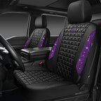 CAR PASS Bling Diamond Leather Car Seat Covers Full Seats Interior Sets, Waterproof Shining Glitter Sparkly Crystal Universal