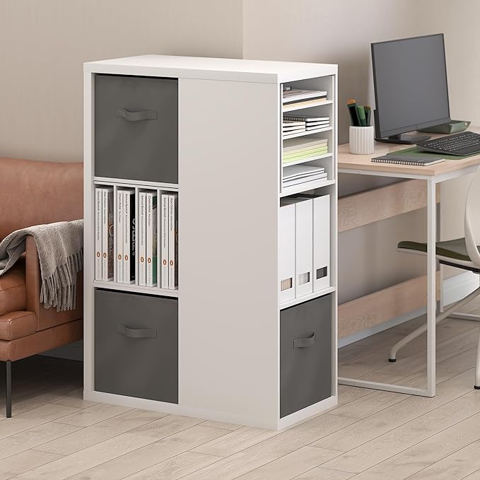 Furinno Viola Book Shelf, 3-Tier Bookshelf, Cube Storage Organizer Bookcase with Open Shelf, with Storage Bins, 13.6 x 29.3 x