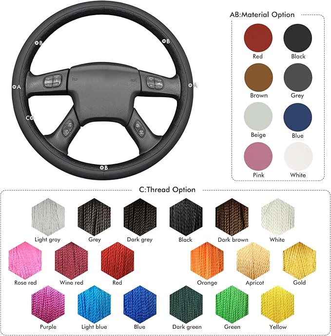 MEWANT Steering Wheel Cover for Chevy Silverado 1500/2500 / 3500 2003-2006 / Silverado 1500 2500HD 3500 Classic/Trailblazer Hand-Stitched Microfiber Leather Steering Wheel Wrap