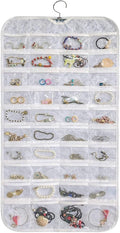 BB Brotrade Hanging Jewelry Organizer,Accessories Organizer,80 Pocket Organizer for Holding Jewelries (White-Embossed)