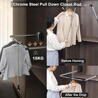 Pull Out Pants Hangers Trousers Rack Down Wardrobe Clothes Rail Extendable Closet Rod Adjustable Width Heavy Duty