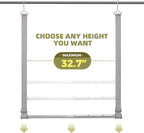 Hanging Closet Rod, 17-28In Width and Up to 32In Height Closet Extender, Double Hanging Bar with Powder-Coated Metal Pole and