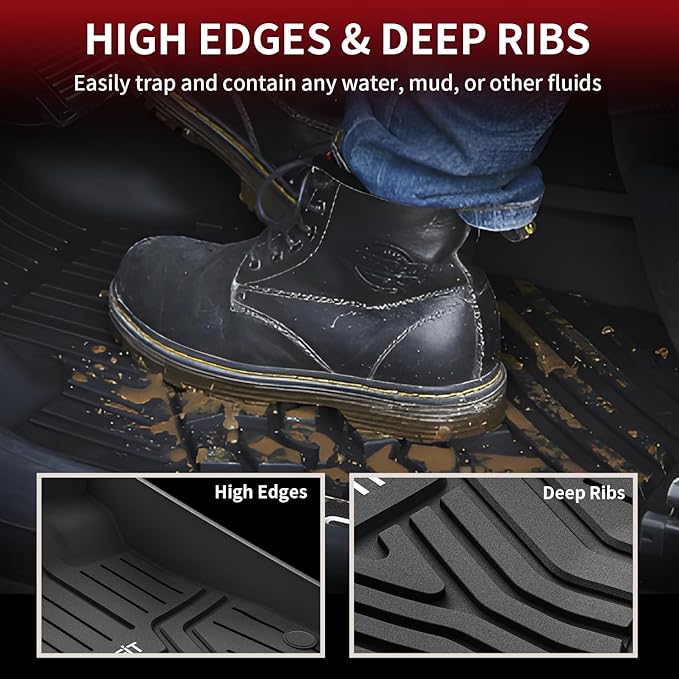 LASFIT Floor Mats for Honda CR-V 2026 2025 2024 2023 (Gasoline & Hybrid & e:FCEV), All Weather TPE Custom Fit Anti-Slip Pet Friendly Car Liners, 1st & 2nd Row Black