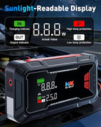 HW Car Battery Jump Starter with Air Compressor, [44.4Wh, 160PSI] True 2000A Portable Car Jumper Pack (8.5 Gas/6.5L Diesel), 12V Jump Box with Jumper Cables/Air Chucks/USB-C Cables-65W Fast Charging
