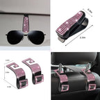 NBTEPEM 30 Pcs Pink Bling Car Accessories Set for Women, Pink Steering Wheel Cover Set, Bling Console Cover, Seat Belt Cushion, Shift Knob Cushion, Cup Coaster, Rhinestone Car Hanging Accessories