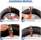 Car Tire Chains 205-305mm, Universal Emergency Anti-Skid Snow Strap Tires Chains for Trucks/Minivan/Pickup/SUV/ATV/UTV, Adjus