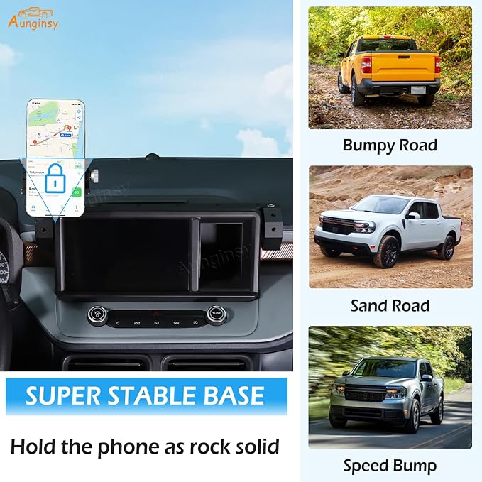 Aunginsy Dashboard Phone Mount Compatible with Ford Maverick 2022-2024, 8-inch Navigation Screen Upper Panel Fixed Clip 360° Rotation Mobile Phone Holder for Most Cell Smartphone Bracket Accessories
