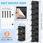 Eiito Hat Organizer for Baseball Caps, 4 Pack Strong Adhesive Hat Rack for Wall, Multilayer Hat Storage Display Holder, Wall 