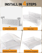 Under Bed Storage With Wheels - 60L Foldable Pattern Carved Metal Container, Rolling Underbed for Shoes, Clothes, Blankets - 