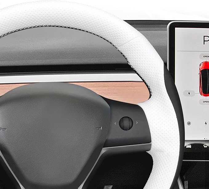 MEWANT Hand Stitched Steering Wheel Cover for Tesla Model 3 2017-2023 / Model Y 2020-2023 for Tesla Model 3/Y Accessories