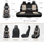 Coverado Car Seat Covers, Leather Seat Covers Full Set, Waterproof Car Seat Protector with Lumbar Support, Automotive Seat Co