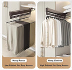 Heavy Duty Pull Out Clothes Rail, Extendable Closet Rod with 2 Sliding Tracks, Adjustable 21-60cm Clothing Hanger Rack, Suppo