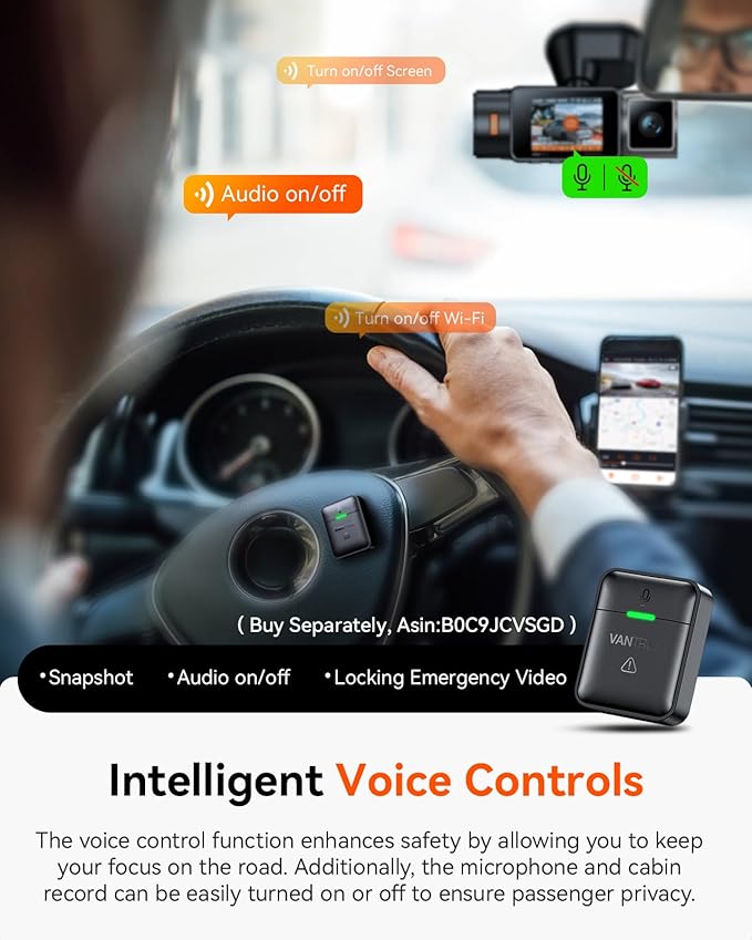 Vantrue N2X 2.7K Dash Cam Front and Inside, 5G WiFi Dual Dash Camera for Car with HDR IR Night Vision, STARVIS 2, GPS, 2.5K/6