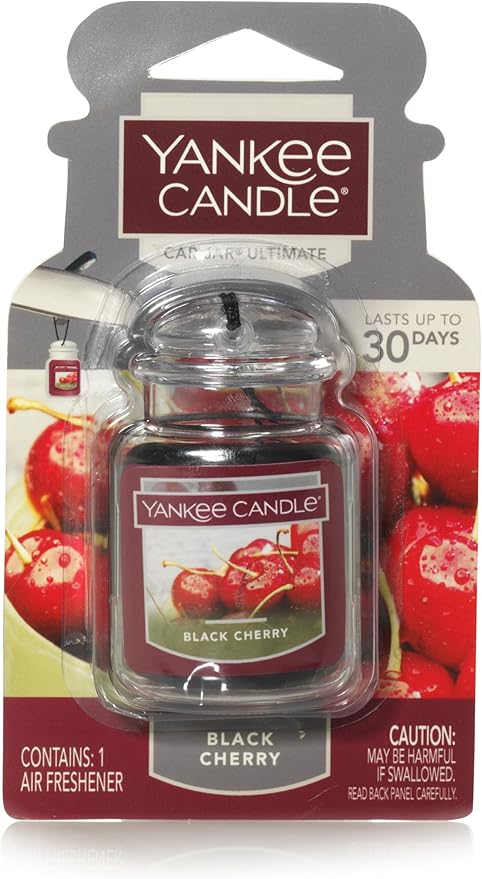 Yankee Candle Car Air Fresheners, Hanging Car Jar Ultimate, Neutralizes Odors Up To 30 Days, Black Cherry, 0.96 OZ (Pack of 4