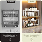 1pcs Medicine Cabinet Organizer Stretchable Storage Box for Bathroom Stackable Mirror Cabinets Vanity Small Narrow Shelf Slim