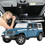 Windshield Sunshade for Jeep Wrangler TJ JK JKU 4&2 Door 1997-2017 Sun Shade Car Windshield Accessories Upgrade 4 Layers Blocks UV Rays Custom Fit Wrangler 240T Window Shades Keep Car Cool