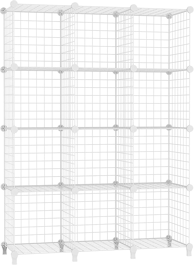 AWTATOS Wire Cube Storage Organizer, Closet Organizers and Storage, Metal 12 Cube Storage Shelves Bookshelf, Portable Closet 