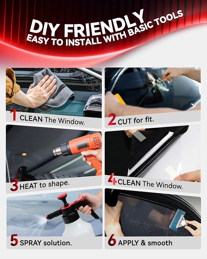 IAQWE 20% VLT Ceramic Car Window Tint Film 36 in x 15 ft Roll, High Heat Rejection, UV Block & Privacy, Shatterproof & Scratch Resistant - Black