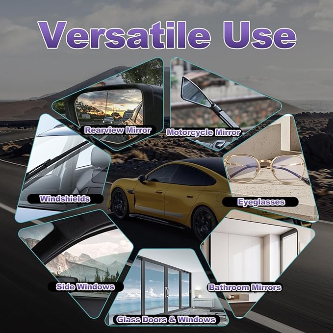 Glass Anti Fog Spray for Car Windshield, Interior Glass, Mirrors & Windows – Long-Lasting Defogger Prevents Fogging for Clear