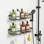 Shower Shelves for Inside Shower, 2 Pack Adhesive Bathroom Caddy Organizer Basket Rack for Storage and Organization, Wall Suc