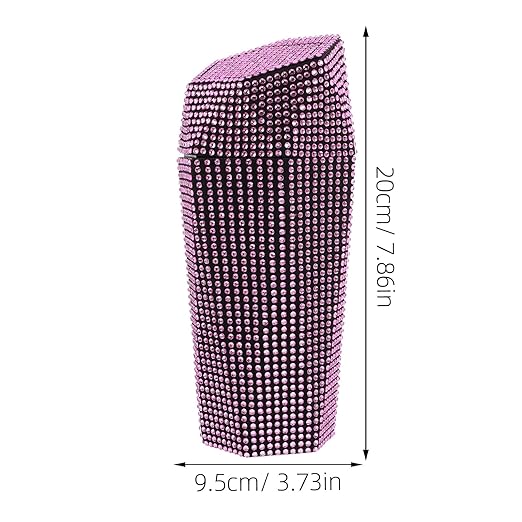 iplusmile Car Trash can Rhinestone Inlaid Multi-Compartment Auto Garbage Bin 7.87 Inch Compact Vehicle Trash can for Car Cup Holder and Office Use