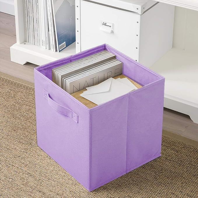 ShellKingdom Storage Bins, Foldable Fabric Storage Cubes And Cloth Organizer Drawer For Closet And Toys, 2 Pack (Lavender)