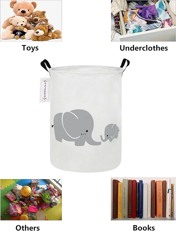 QUEENLALA Large Storage Basket,Laundry Hamper/Bathroom/Home Decor/Collapsible Round Storage Bin,Boys and Girls Hamper/Boxes/C